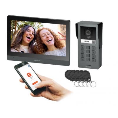 Zestaw wideodomofonowy jednorodzinny GADI 2-żyłowy Wi-Fi ekran dotykowy Full HD RFID 125k ORNO  (OR-VID-MA-1085/B)